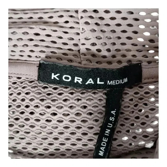 Koral Cropped Top Long Sleeve Textured Pullover Mock Neck Beige Tan Medium - Picture 3 of 5